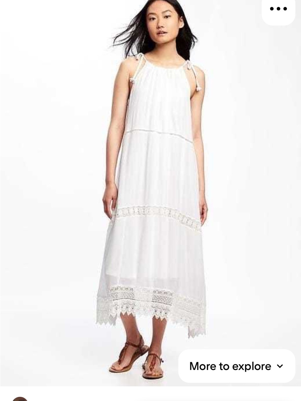 Old Navy White Lace-Trim Maxi Dress with Tie Shoulders